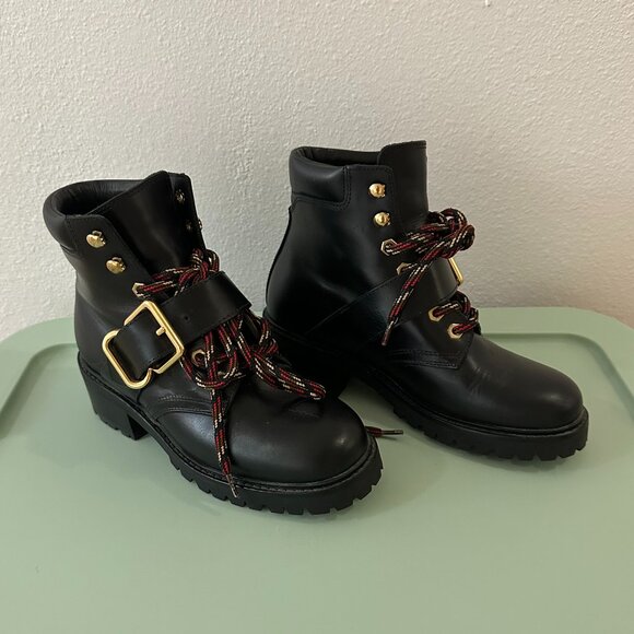 Sandro Paris Lace-Up Combat Boots in Black - Size 37 - Picture 3 of 13